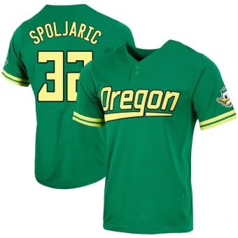 Men's Oregon Ducks Turner Spoljaric Two-Button Baseball Jersey - Replica Green