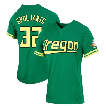 Women's Oregon Ducks Turner Spoljaric Two-Button Baseball Jersey - Replica Green